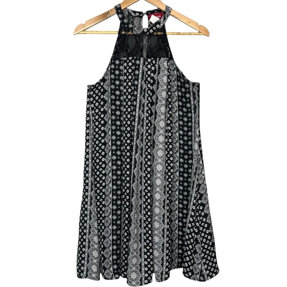 Panhandle Women’s Black and White Patterned Halter Dress Size Medium
